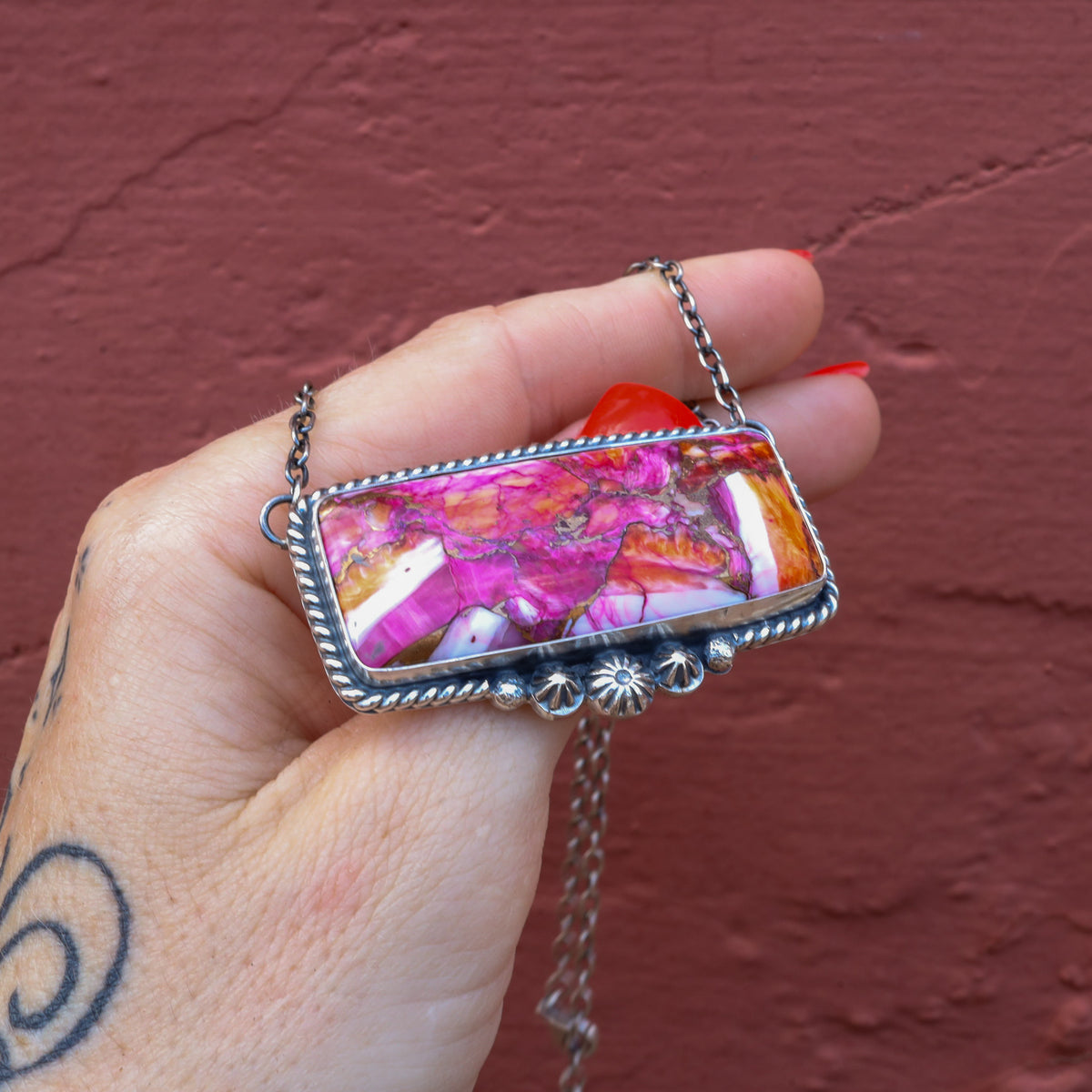 ‘Chonky Bar' Statement Necklace - Orange Dahlia - Pick Option