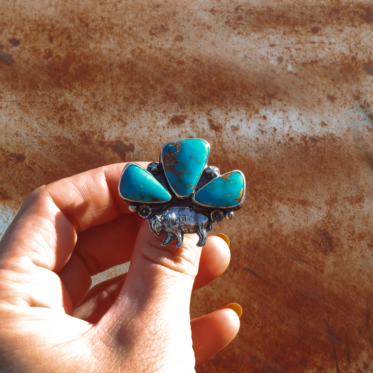 ‘Frontier Bison' Ring - Sonoran Mountain - Size  9