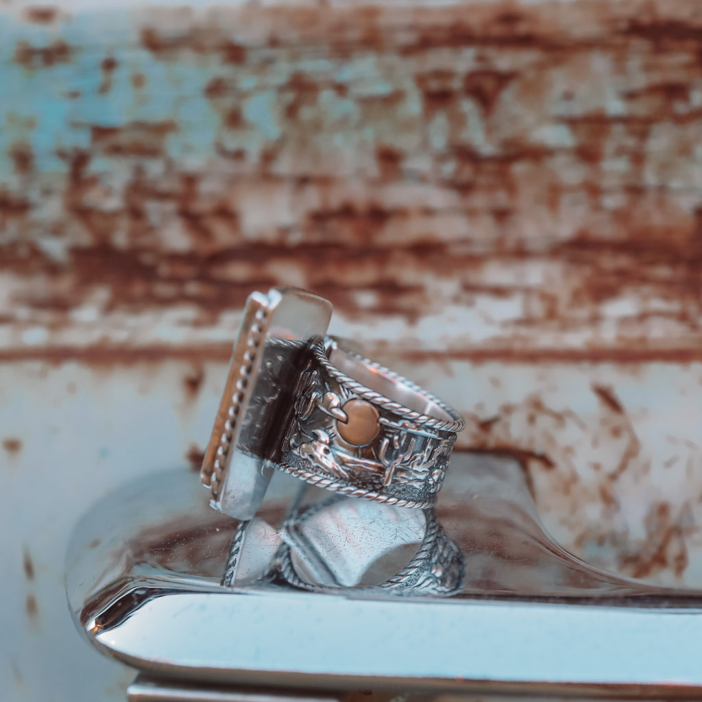 'Desert Day & Night' Storyteller Ring - Size 8.25-9 - Rosarita & High Grade Royston