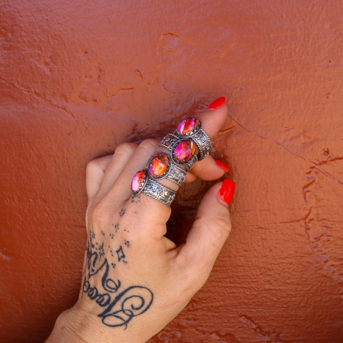 ‘Desert Day & Night' Storyteller Ring - Orange Dahlia - Size 8.25  - Pick Option