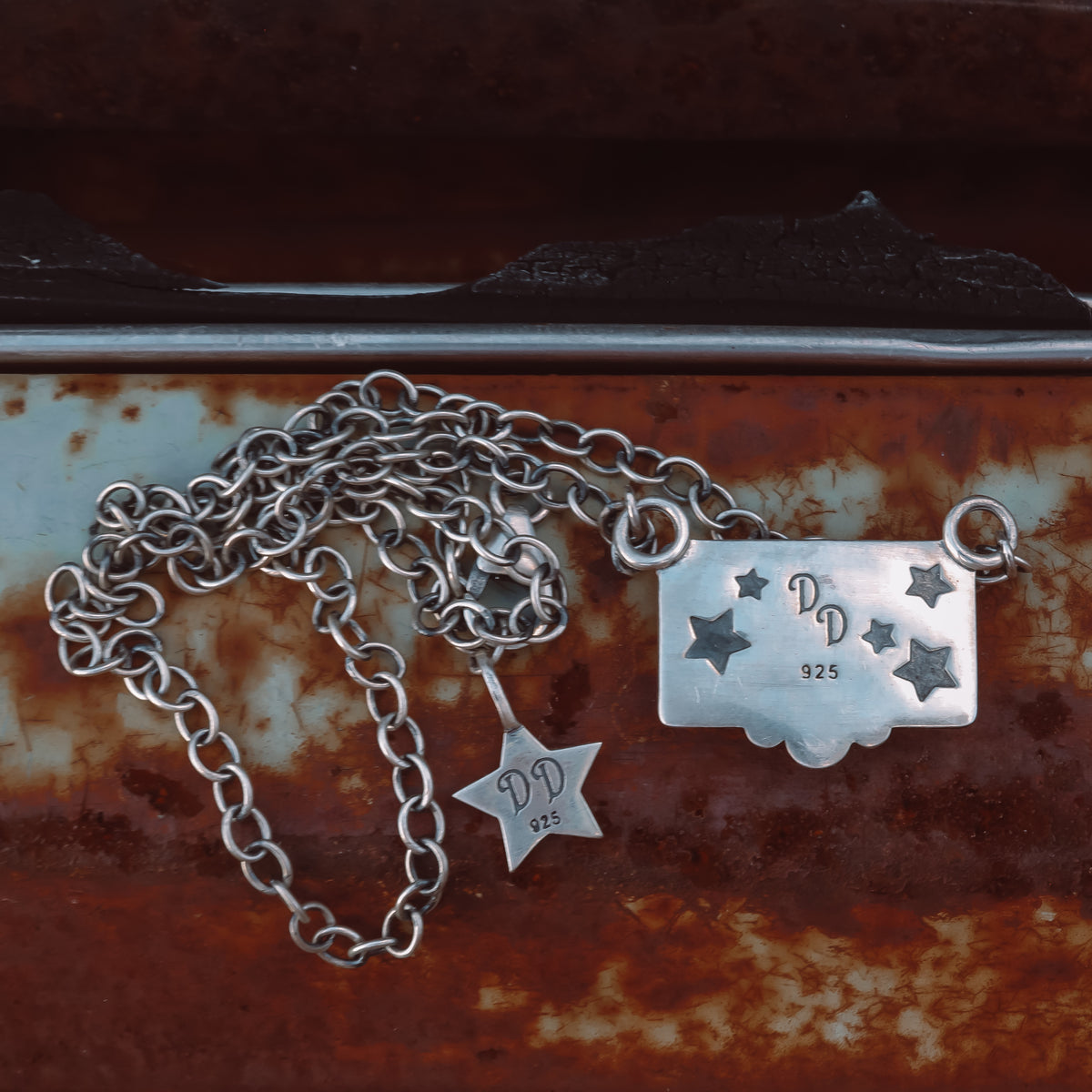 'Bar' Necklace - Pink Conch - Sterling