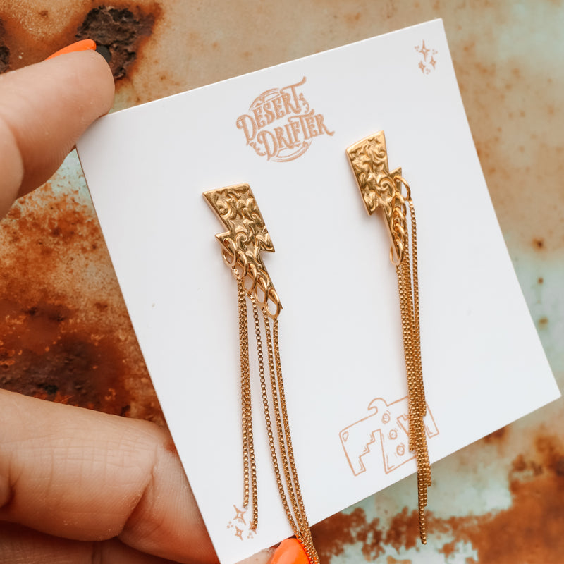‘Fringe' Bolt Earrings - 18K Gold