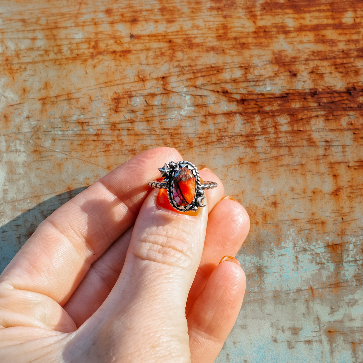 'Moon & Star' Ring - Orange Dahlia - Pick Option
