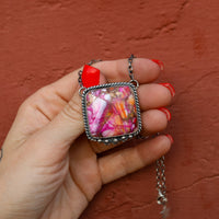 ‘Chonky Square' Statement Necklace - Orange Dahlia - Pick Option