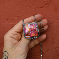 ‘Chonky Square' Statement Necklace - Orange Dahlia - Pick Option