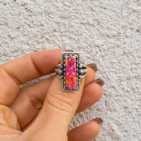 ‘Bar Ring’ - Orange Dahlia - Size 7 - Pick Option