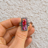 ‘Bar Ring’ - Orange Dahlia - Size 7 - Pick Option