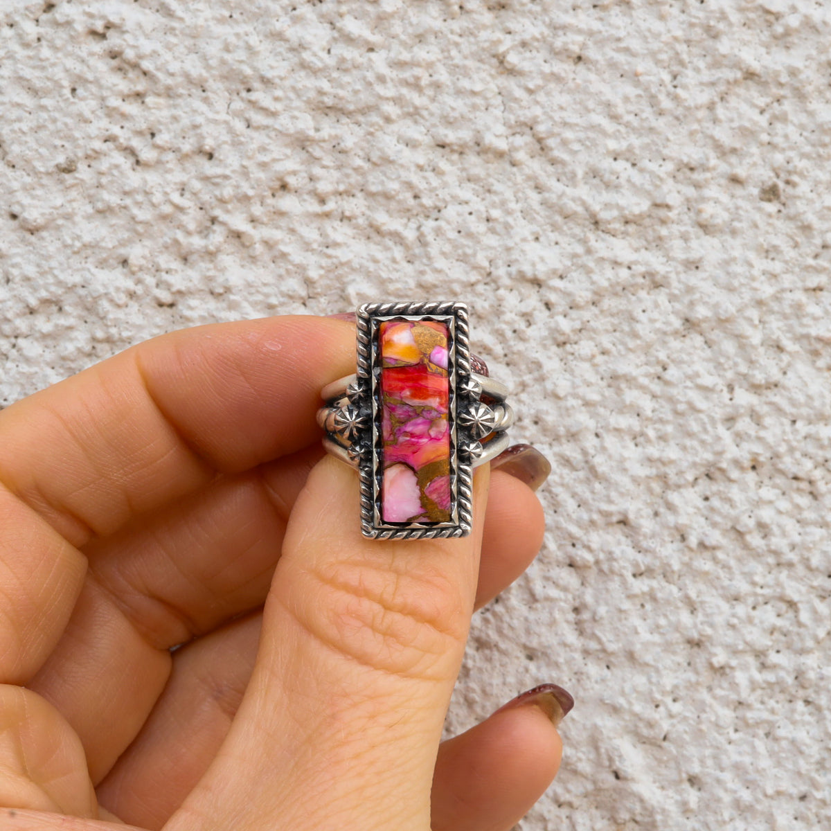 ‘Bar Ring’ - Orange Dahlia - Size 7 - Pick Option