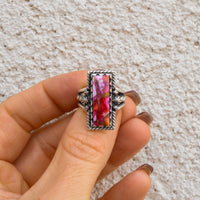 ‘Bar Ring’ - Orange Dahlia - Size 7 - Pick Option