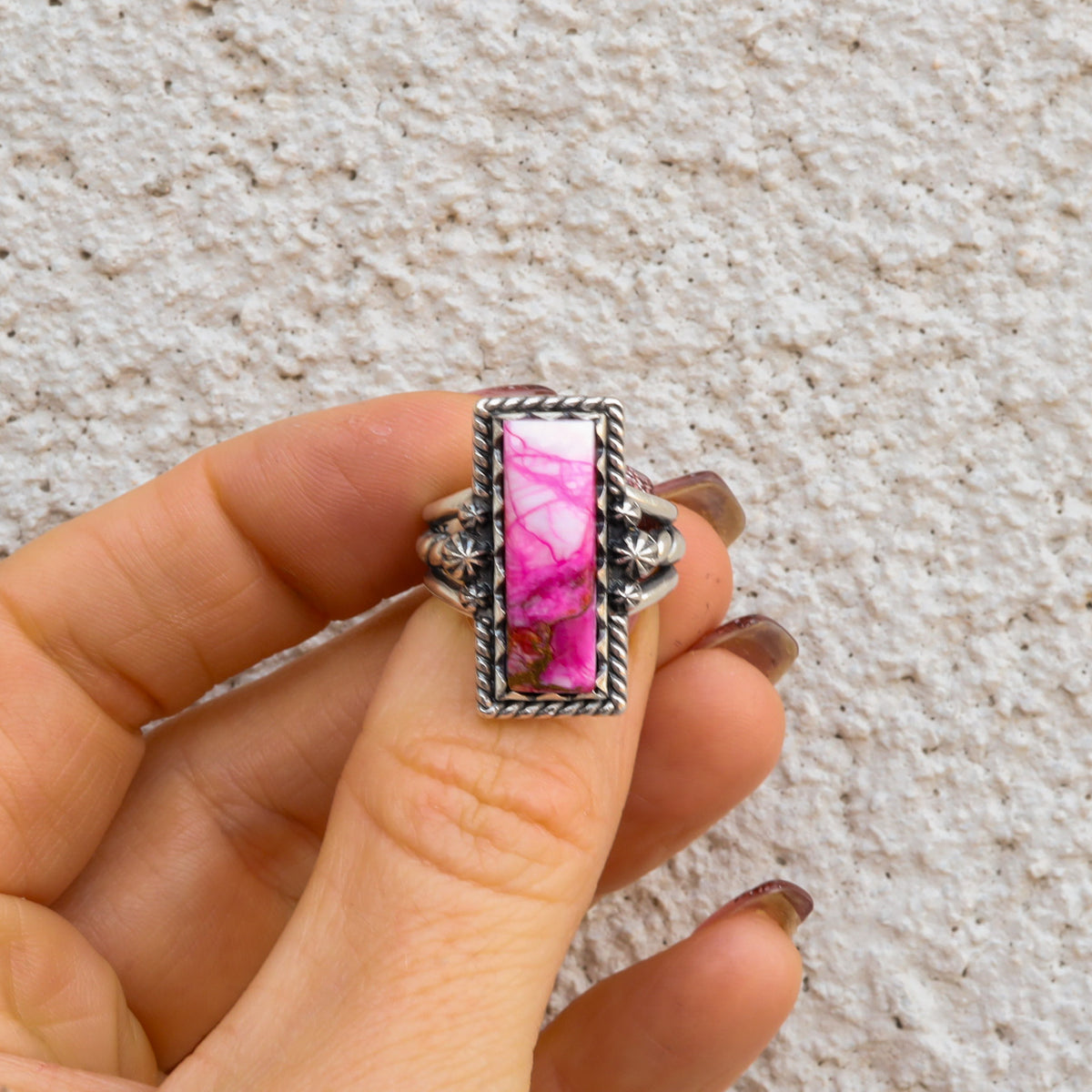 ‘Bar Ring’ - Orange Dahlia - Size 7 - Pick Option