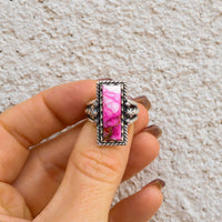 ‘Bar Ring’ - Orange Dahlia - Size 7 - Pick Option