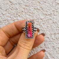 ‘Bar Ring’ - Orange Dahlia - Size 7 - Pick Option