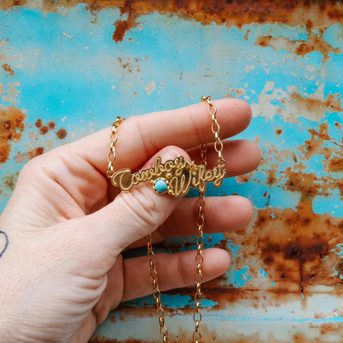 ‘Cowboy Wifey' Necklace - Kingman - 18K Gold