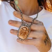 'Skeleton Cowboy' Pendant Necklace - Buffalo Bone