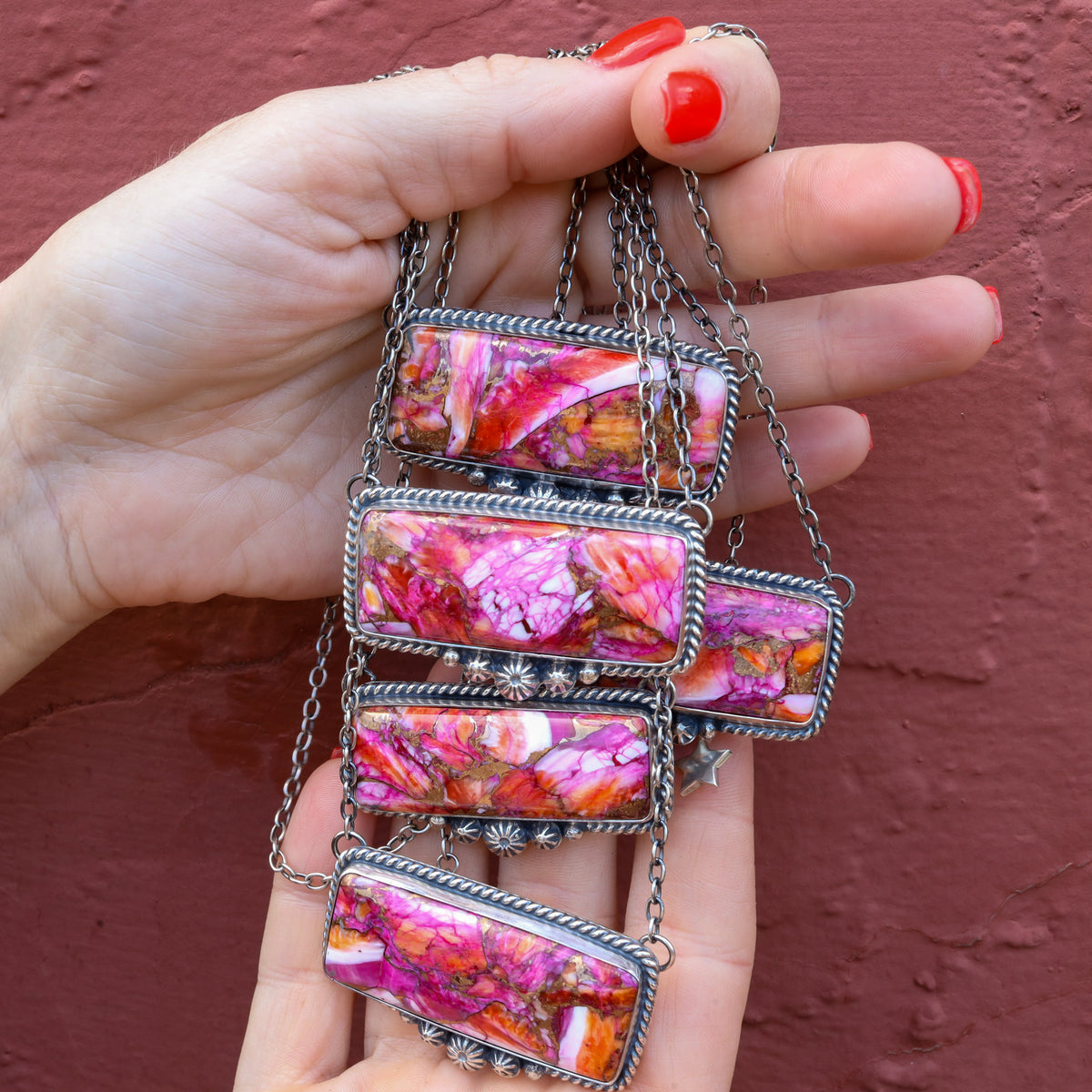 ‘Chonky Bar' Statement Necklace - Orange Dahlia - Pick Option