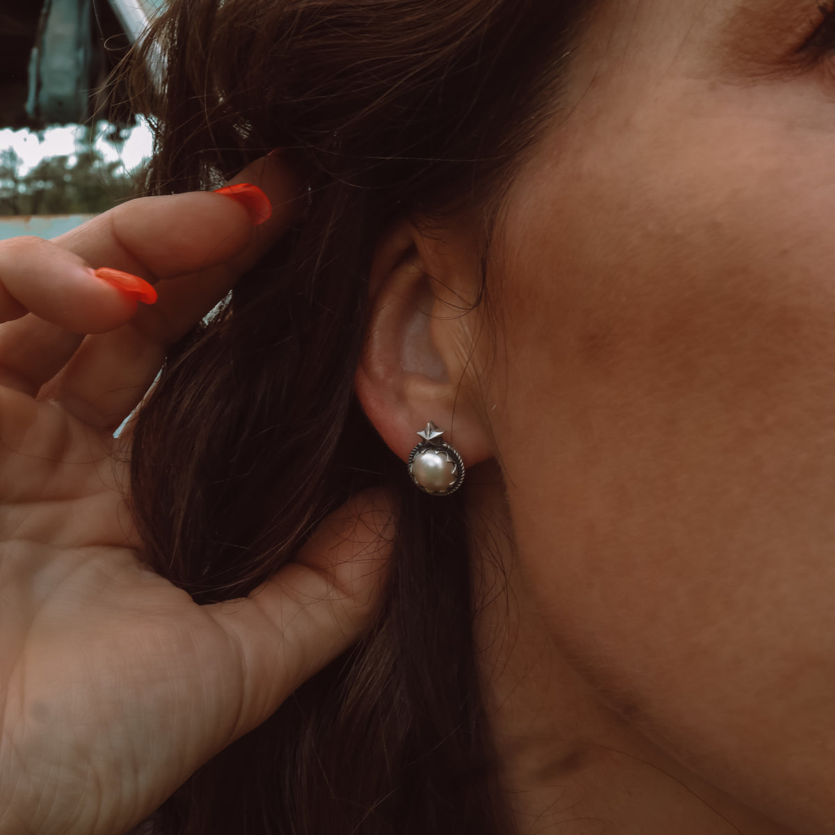 'Star Baby' Midi Studs - Pearl - Sterling Silver