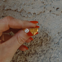 ‘Boot Stitch' Floating Ring - White Crystal - 18K Gold