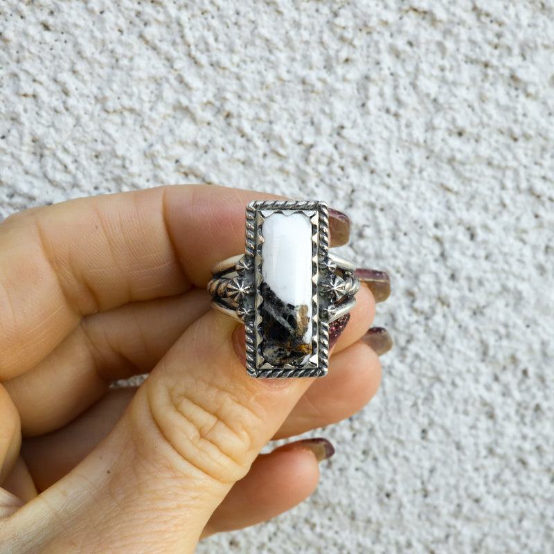 ‘Bar Ring’ - White Buffalo - Size 8 & 9 - Pick Option