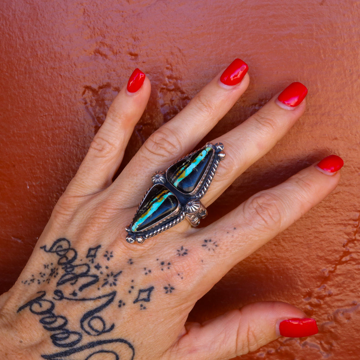 ‘Two Stone’ Ring - Blackjack - Size 8.75