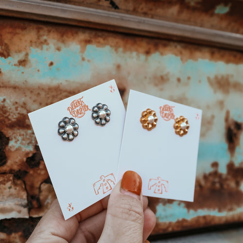 ‘Concho’ Midi Studs - White Pearl - Pick Option