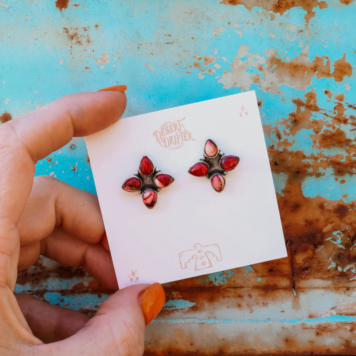 ‘Four Ways' Studs - Dahlia Rose - Pick Option