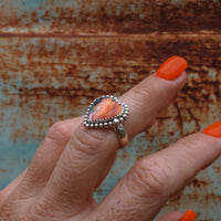 'Starburst' Orange Dahlia Ring - Size 7.25