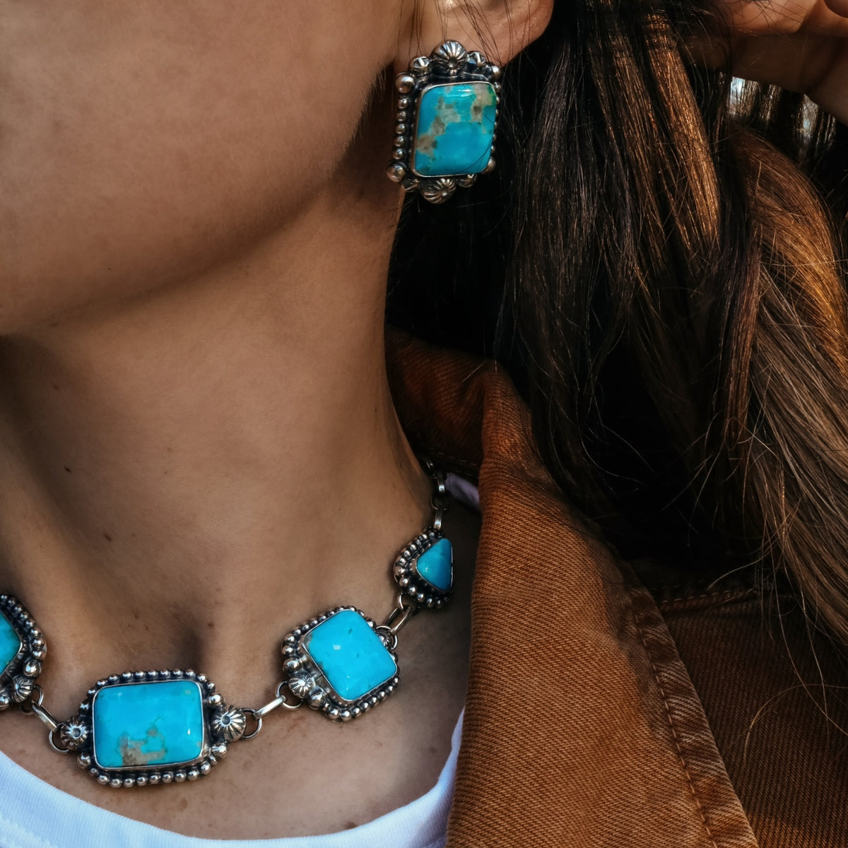 ‘Five Stone' Choker & Earring Set - Kingman