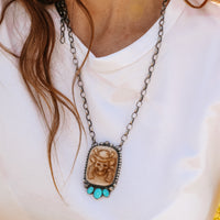 'Skeleton Cowboy' Pendant Necklace - Buffalo Bone & Blue Ridge