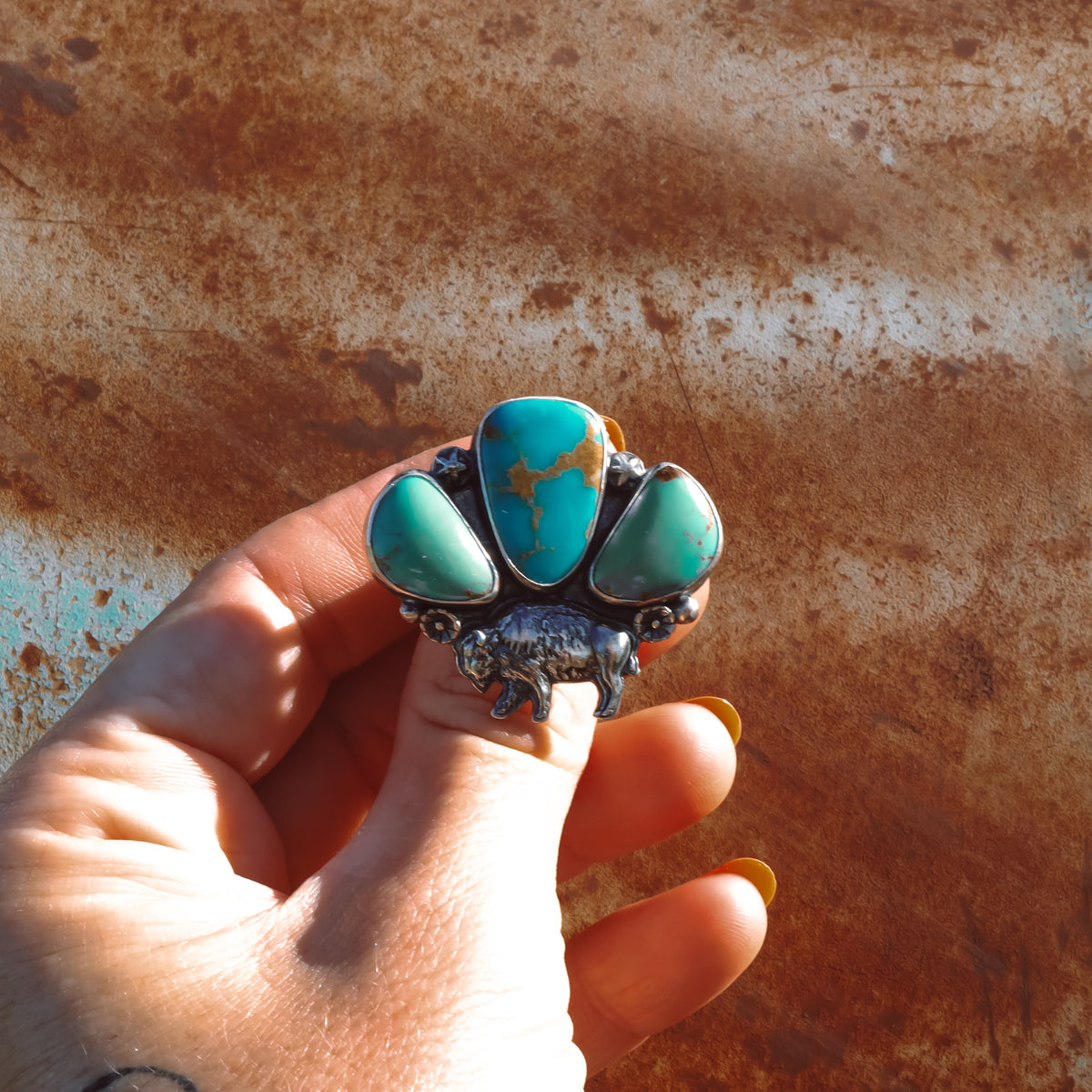 ‘Frontier Bison' Ring - Sonoran Mountain - Size  10