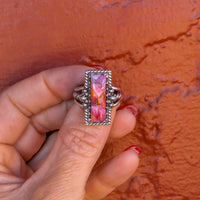 ‘Bar Ring’ - Orange Dahlia - Size 8 - Pick Option