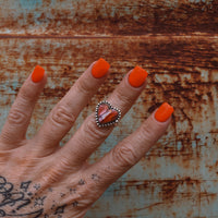 'Starburst' Orange Dahlia Ring - Size 6.75