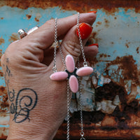'Cross' Necklace - Pink Conch
