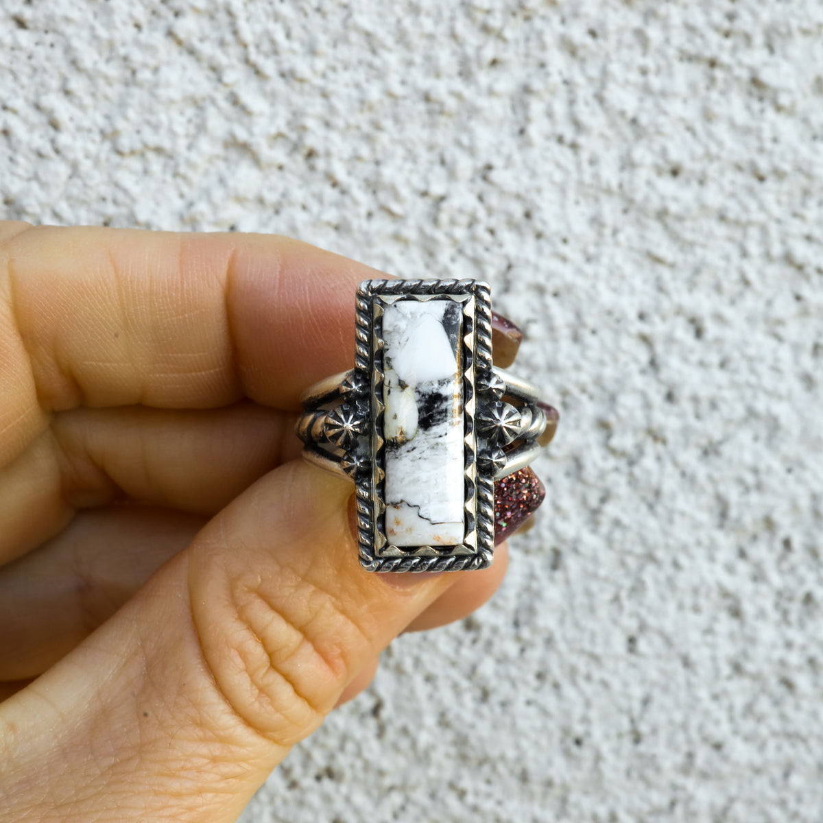 ‘Bar Ring’ - White Buffalo - Size 8 & 9 - Pick Option