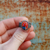 ‘Desert Day & Night' Storyteller Ring - Orange Dahlia - Size 7.25  - Pick Option