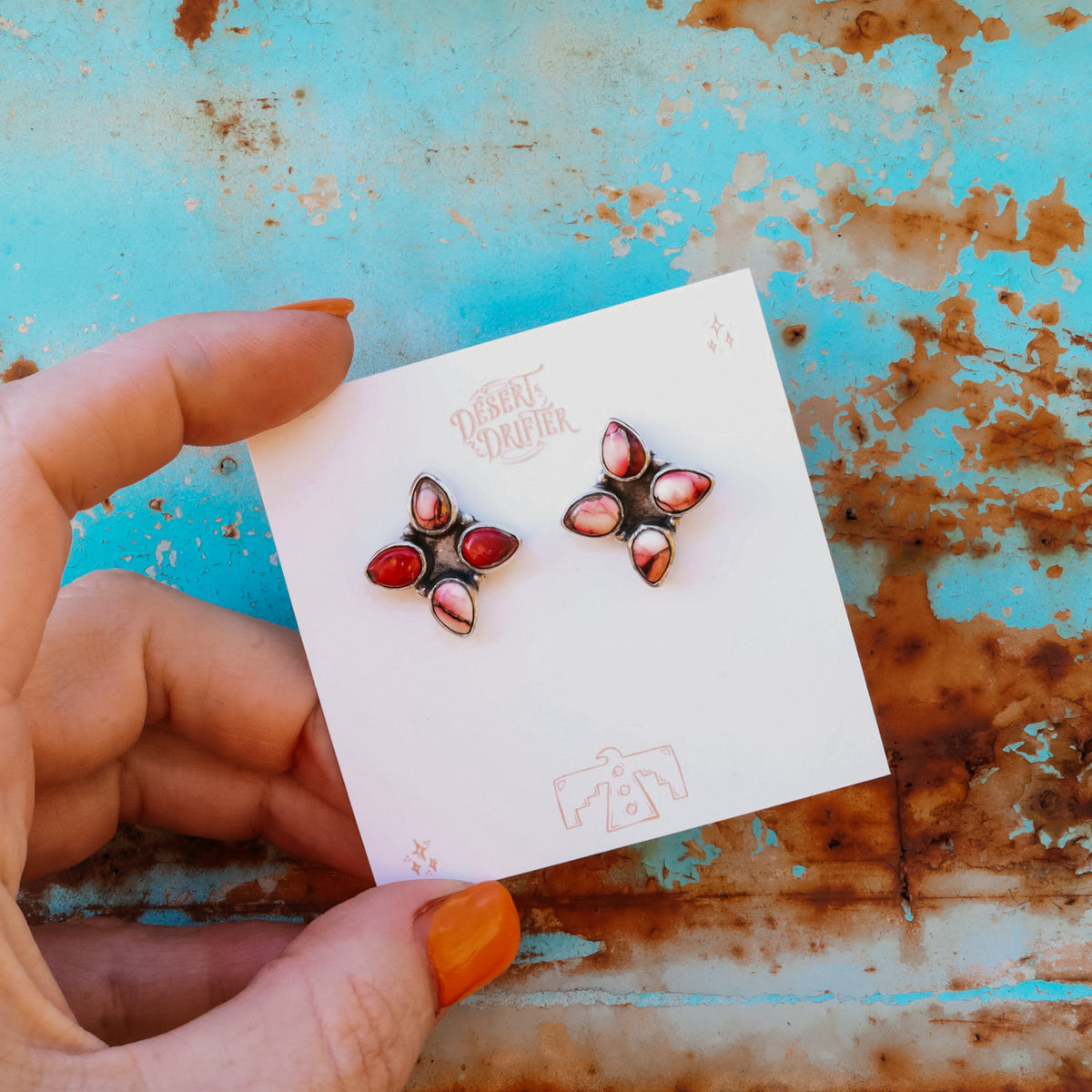 ‘Four Ways' Studs - Dahlia Rose - Pick Option