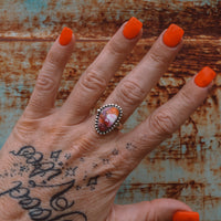 'Starburst' Orange Dahlia Ring - Size 9