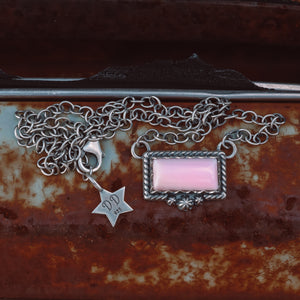 'Bar' Necklace - Pink Conch - Sterling