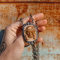 'Skeleton Cowboy' Pendant Necklace - Buffalo Bone