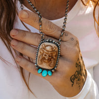 'Skeleton Cowboy' Pendant Necklace - Buffalo Bone & Blue Ridge