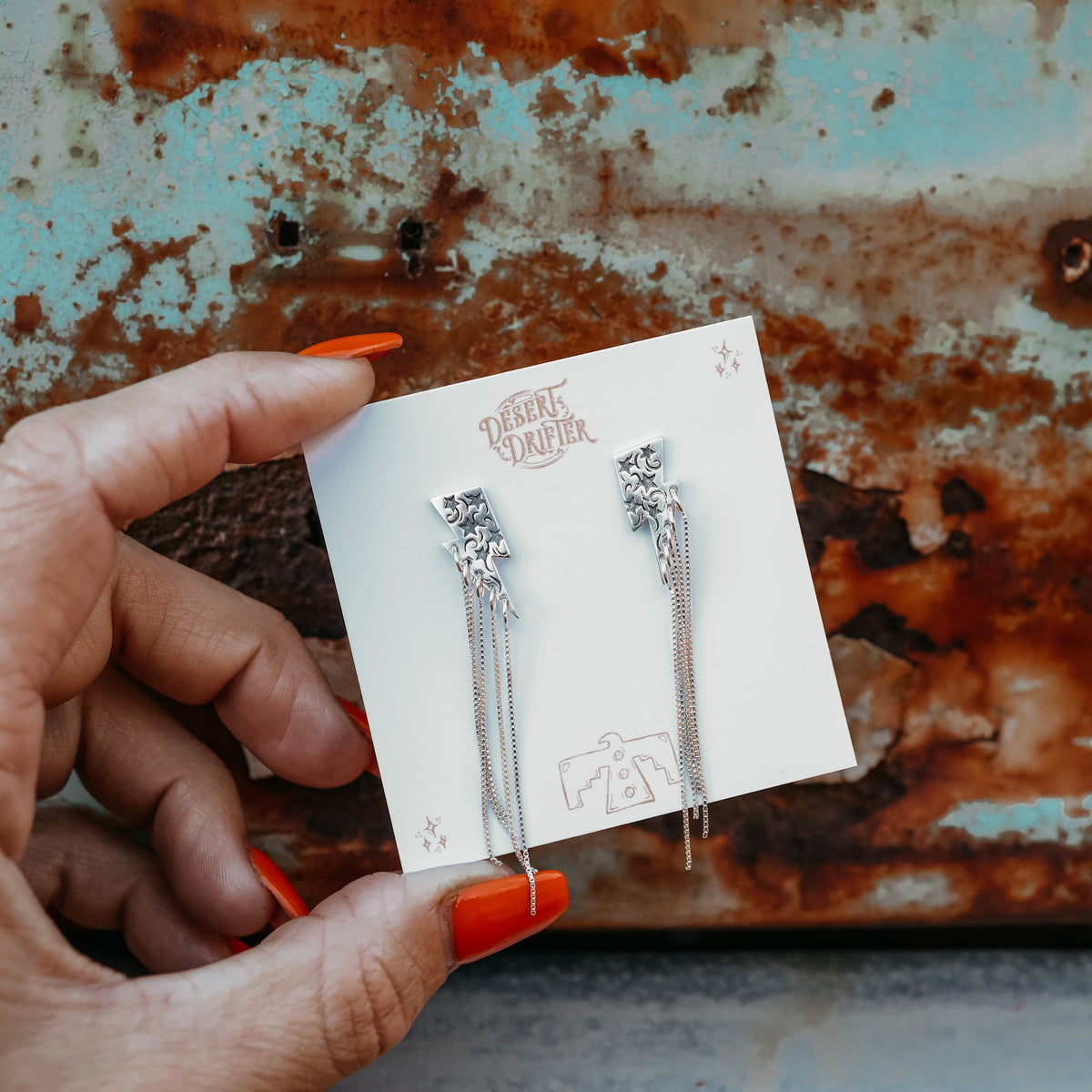 ‘Fringe' Bolt Earrings - Sterling Silver