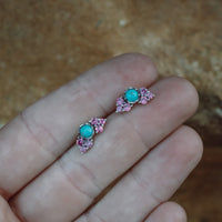 'Her Wild Romance' - Cartilage/Earrings - Pink Crystal & Kingman